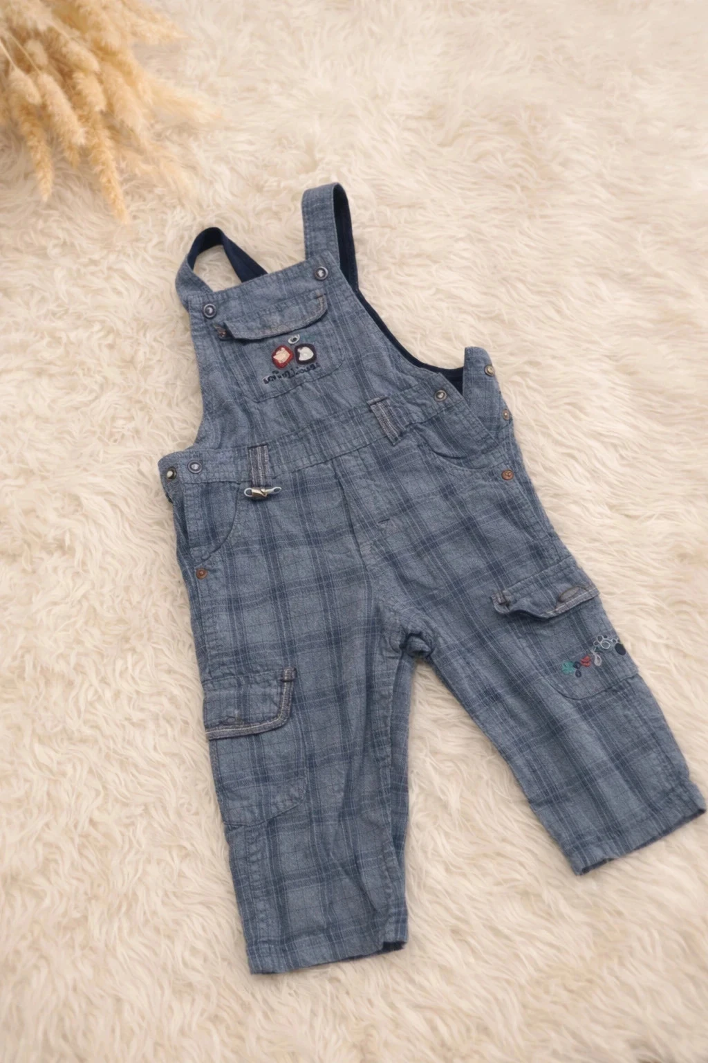 Salopette bébé garçon Sergent Major – Taille 12 mois – Gris à carreaux